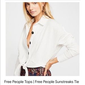 Free people Sunstreak tie front top